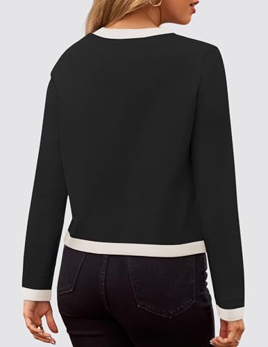 ZESICA Women's Fall Sweaters 2025 Long Sleeve Crewneck Knit Color Block Lightweight Pullover Tops Clothes4