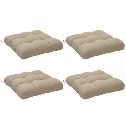 Outsunny Lot de 4 Coussins de Chaise de Jardin, Coussins extérieurs capitonné, Rembourrage 10 cm...