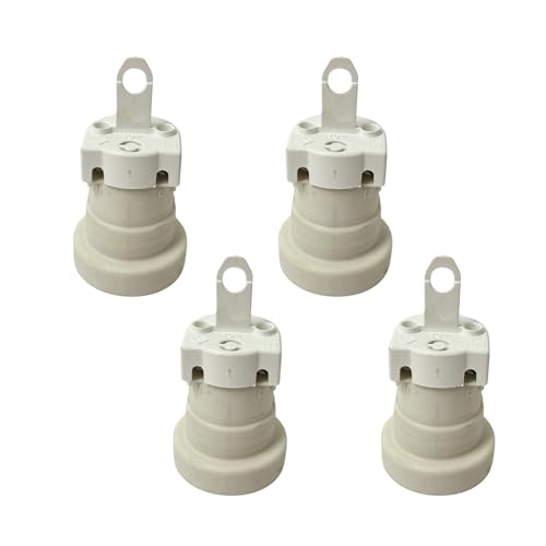 HALOTEC | Lot de 4 douilles de chantier E27 blanches | Douille à vis standard pour ampoules E27 | Idéal pour installations électriques provisoires et...