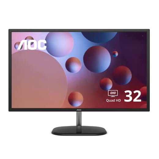 AOC Q32V3S 32" 2560x1440 2K QHD monitor, IPS Panel, 75Hz refresh rate for casual gaming, 103% sRGB Coverage, VESA, HDMI/DP Ports,Black