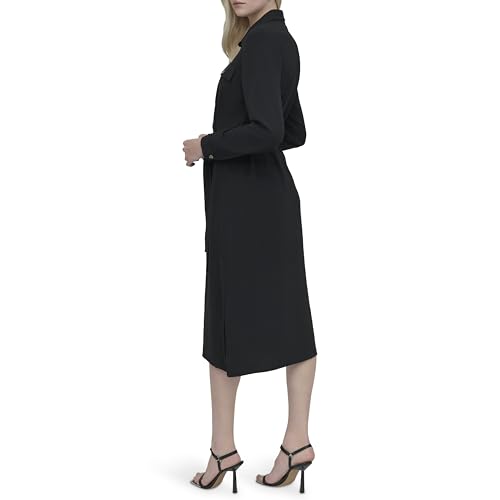 DKNY Women's Long Sleeve Collared Tie Midi Shirtdress3