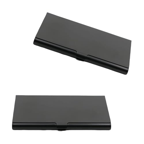 FUSONGQINTANG 2 Stück Visitenkartenetui Aluminium Visitenkarten Etuis Superleichter Visitenkartenhalter für Damen und Herren Reisen und Business (Schwarz)