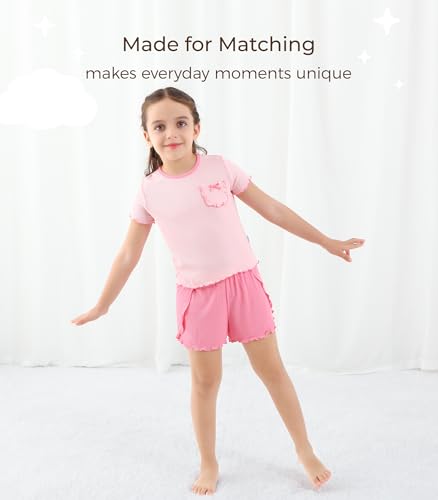 Image of Baby Girls Outfits Sets Summer Tee and Shorts Toddler 2-Piece Set for Kids Cooling Clothes,Viscose Made from Bamboo
