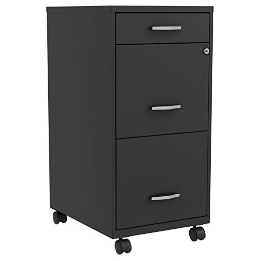 Lorell LYS SOHO Box/File/File 3-Drawer Mobile File Cabinet, Black, 14.3" x 18" x 29.5"