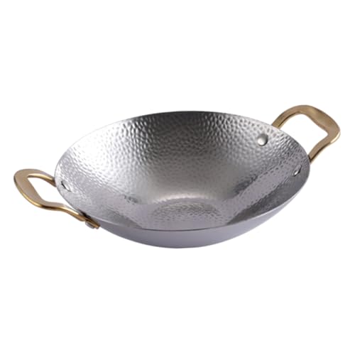 CLISPEED Olla De Acero Inoxidable Doble Asa Para Cocina Sartén Para Hot Pot y Mariscos Resistente Altas Temperaturas Para Uso Casa y Camping