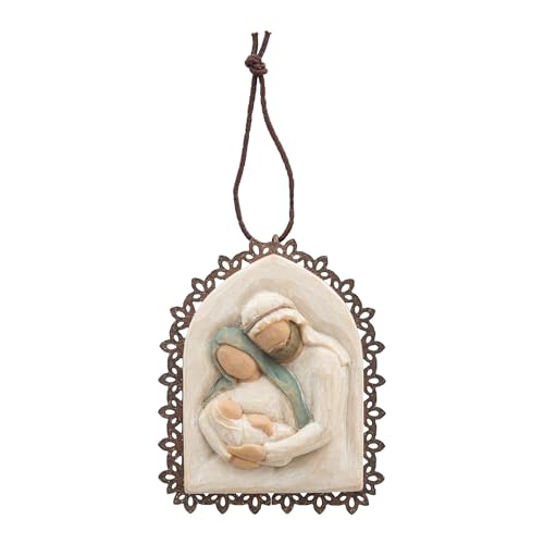 Willow Tree Holy Family, A Child is Born, Features Holy Family as Thoughtful Appreciation Gift for Friends, Hostess, Teacher, Sculpted Hand-Painted Bas-Relief, Metal-Edged Ornament