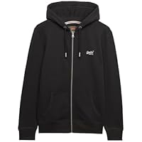 Superdry Hombre Sudadera con Capucha Y Logo Esencial, Carbon