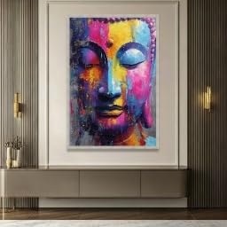Tableau bouddha pour mur vide grand format 50x75 toile zen prête à poser