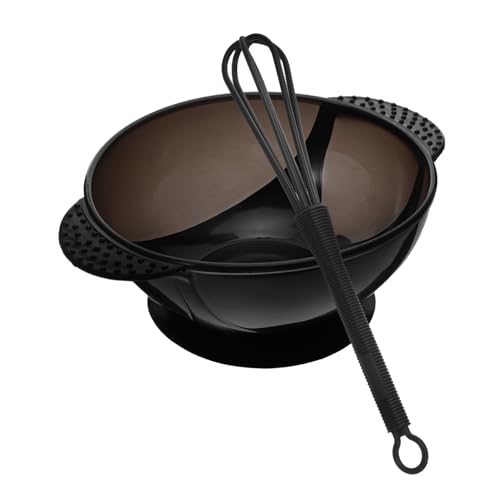 TOGEVAL 2 juegos Tazones para Teñir Cabello con Mezclador y Ventosa Kit de de Peluquería Negro para Salones y Doméstico