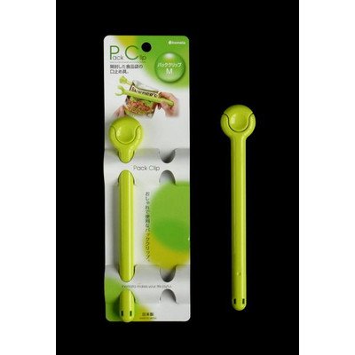 Clip/Pince ferme sachet plastique vert 3x19cm, lot de 2pcs INOMATA Japon Cover