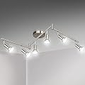 Unicozin LED 6 Light Track Lighting Kit, Matt Nickel 6 Way Ceiling Spot Lighting, Flexibly Rotatable Light Head, Modern Track Light Included 6 x LED GU10 Bulb (4W, Daylight White 5000K, 400LM)