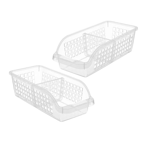 MALUGOGO Contenedores Transparentes para Refrigerador 2 Pcs, Cajas Organizadoras para Alimentos, Almacenamiento para Leche y Frutas, Tamaño Mediano, Apto para Cocina y Nevera, Fácil