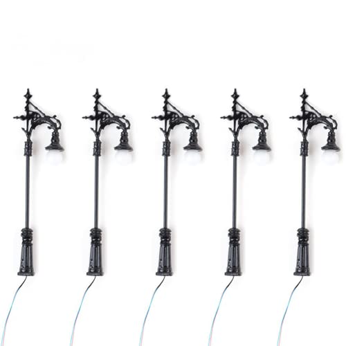 DAZZLEEX 5 Pz Scala Ho 1:87 Modellismo Ferroviario Lampione LED Giardino 6,5 cm Lampada Modello Luce Luce Bianca Fai da Te