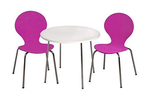 Gift Mark Modern Childrens Table and 2 Chair Set with Chrome Legs (Purple Color Chairs)
