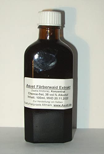 Asvet 100ml Färberwaid Tinktur, Isatis tinctoria Tropfen, Waid Zubereitung ohne Chemie, handgemacht, 100% vegan und natürlich ! Cover