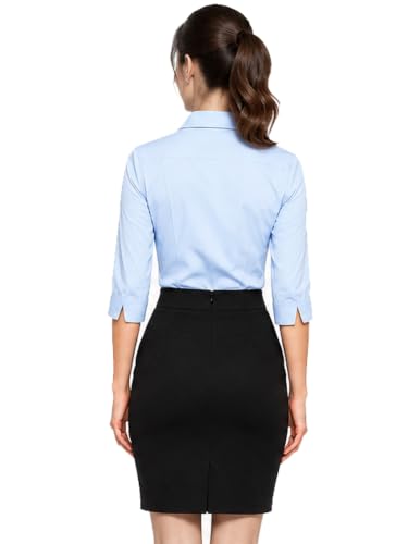 Image of Blue Ronin Womens 3 /4 Sleeve Formal Shirt for Office Wear | Soft Fabric Smart Fit Professional Shirt for Work, Meetings, Corporate & Business Style