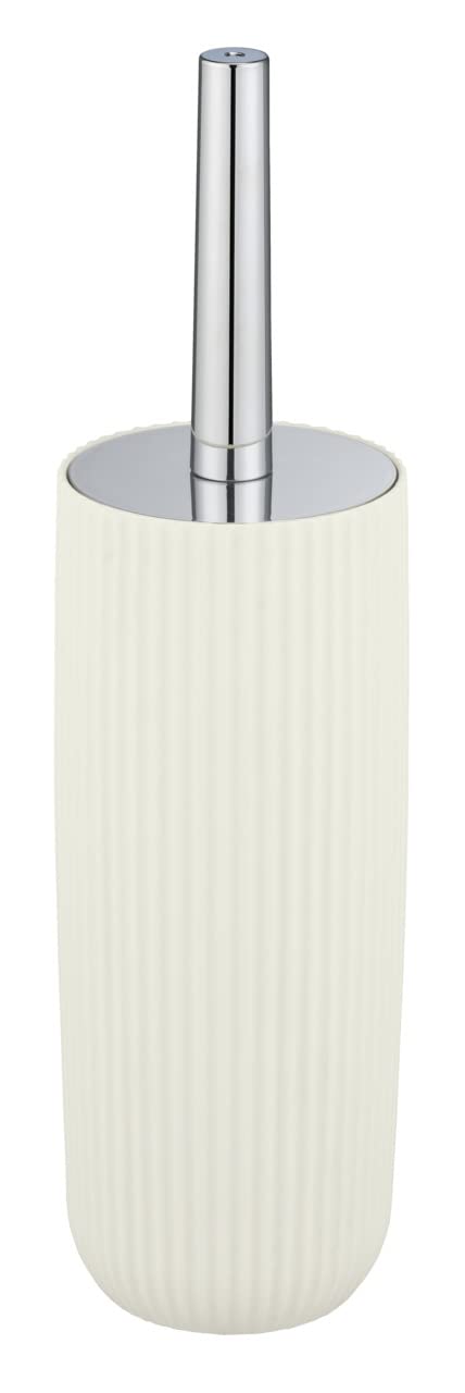 WENKO Agropoli Toilet Brush Set, Cream White, Closed Holder, Sculptural Design, BPA-Free, Hygienic Toilet Brush, Ø 10 x 36.5 cm