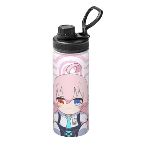 ブルーアーカイブ (14) 魔法瓶 水筒 スポーツボトル ステンレスボトル 真空断熱ボトル マグボトル 530ml 直飲み 広口 大容量 2重構造 ハンドル付 スクリュー 持ち運び 軽量 おしゃれ 在宅 通勤 通学 トラベル オフィス 大人 子供 プレゼン