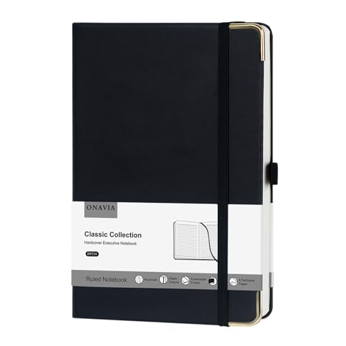 Cuaderno rayado A5 ONAVIA con papel grueso de 100 g/m² y elegante tapa dura para diario