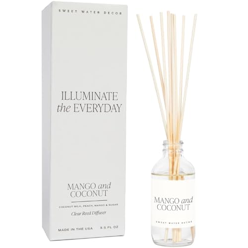 Image of Sweet Water Decor Mango and Coconut Reed Diffuser Set - Pineapple, Mango, Orange, Coconut Milk Scented Diffuser for Home - Summer Home Decor and Air Freshener