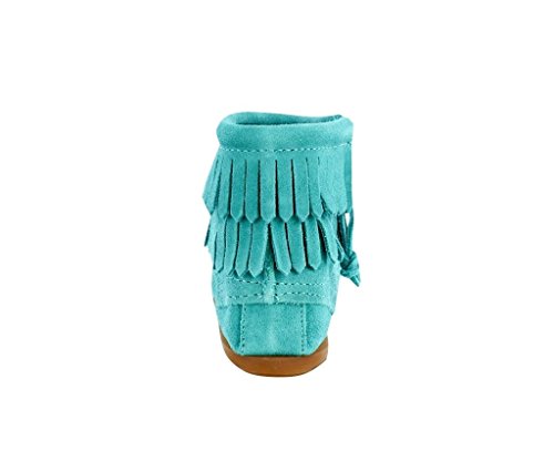 Minnetonka Double Fringe Side Zip Boot For Kids 11 M Turquoise #TOP4