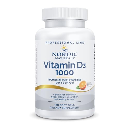 Nordic Naturals Pro Vitamin D3 1000, Orange - 120 Mini Soft Gels - 1000 IU Vitamin D3 - Supports Healthy Bones, Mood & Immune System Function - Non-GMO - 120 Servings