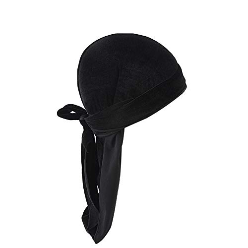 Boyfriend Cardig Velours Dur Pirate Cap Foulards Headwraps en Plein Air Cyclisme Bonnets Sport Bandana Chapeau Longue Queue Pirate Hat Noir Cover