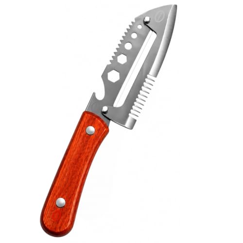 Image of Stainless Steel Vegetable Peeler with Wooden Handle & Bottle Opener | Sharp Single Blade Peeler for Fruits & Vegetables (7 in 1 Vegetable Peeler)