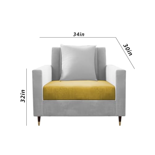 Image of Casaliving Garcia 3+2+1 Seater Sofa Set for Living Room (Yellow Grey Colour) Premium Fabric Sofa