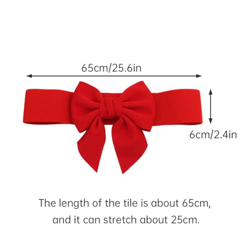 Red Bow Belt for Women Dresses Women's Bowknot Wide Elastic Band Belt Waistband Vintage Stretchy Belt Waist Decoration3