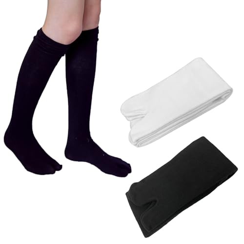Image of 2 Pairs Split Toe Tabi Socks, Casual Sandal Split Long Socks for Men Women