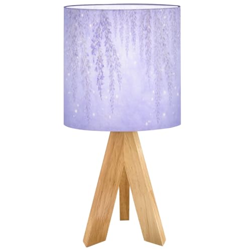 RAINFALLARING Tripod Bedside Table Lamp for Bedroom Lavender Willow Branches