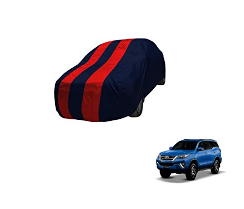 Image of Auto Hub Car Cover Compatible with Fortuner (Model : 2016-Till Date) with Mirror Pocket,Triple Stitched, Weather Proof, Fortuner Car Cover- Navy-Red