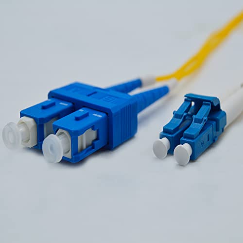 Image of FiberCablesDirect OS2 Single-Mode Fiber Patch Cable | Length Options: 0.5M-300M | LC to SC | 5M (16.4ft) | Duplex 9 /125m | 1G /10G SFP & 10GBASE Compatible | Yellow OFNR PVC