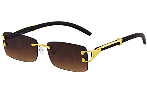 Flawless - Mens Fashion Gold Stylish Glasses Clear Lens Rectangular Retro Rimless Tinted Sunglasses for Women2