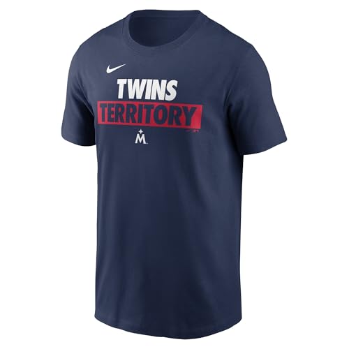 Nike Men's MLB Rally Rule T-Shirt (US, Alpha, Medium, Regular, Regular, Navy, Minnesota Twins)