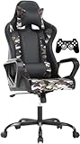 Gaming Chair High-Back Office Chair Ergonomic Video Game Chairs Height Adjustable Reclining Computer Chair with Lumbar Support Armrest Headrest Swivel Chair Game Chair for Adult Teen - Camo