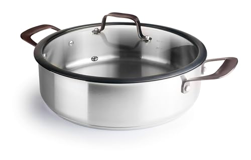 Cacerola baja de origen diámetro 28 cm, fabricada en acero inoxidable, apta para inducción, sin revestimiento. Diseñado para: cocinar guisos y salteados. #
