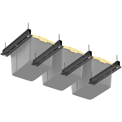 WALMANN Overhead Tote Storage Rail System, Garage 16" Joists Ceiling Bin Storage Rack Heavy Duty Adjustable Tote Slide Garage Storage System(for 3 Bins, Bins are not Included) Cover
