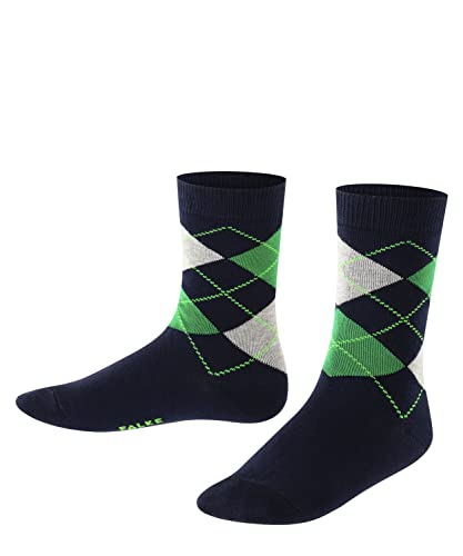 FALKE Unisex-child Socks Classic Argyle K So cotton patterned 1 pair, Blue Navy 6121, 19-22, Blue Navy 6121, 19-22