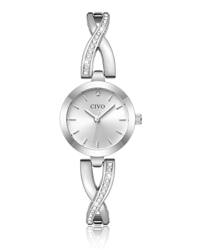 CIVO Montre Femme Petite Argent: Montres Chic avec Bracelet en Acier Inoxydable - Montre Analogique Étanche Élégante, pour Femmes