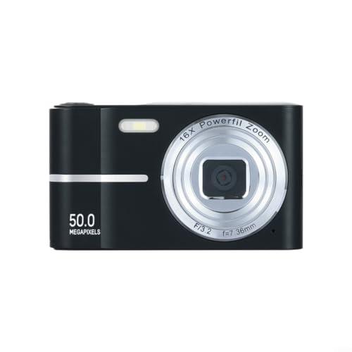 Cámara digital 4K portátil con zoom 16X y pantalla para selfies, color negro