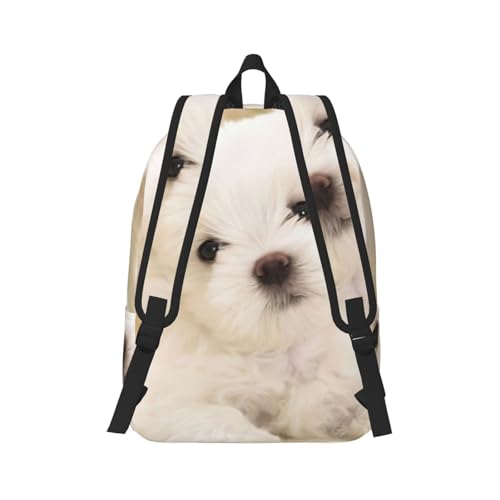 Mochila de viaje para mujer con estampado de cachorro maltés 3