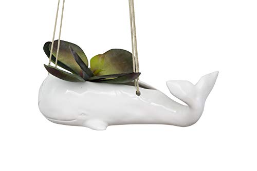 Creative Co-Op Da7777 White Stoneware Hanging Whale Planter Pot #TOP1