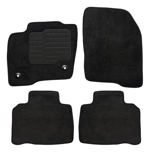 ecoMats Carpet Floor Mats Compatible with 2015 to 2024 Ford Edge with Non-Slip Driver Heel Pad and Safety Locks Front and Rear Black