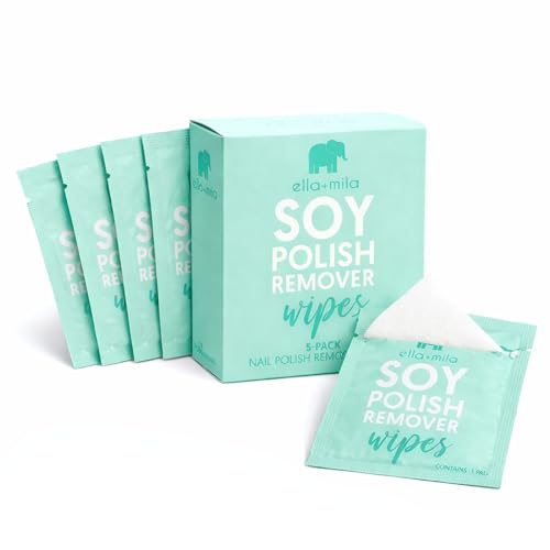 ella+mila Soy Nail Polish Remover Wipes - Non-Acetone, Non-Toxic Fingernail Polish Remover Pads...