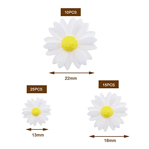 Be In Your Mind 50PCS Flatback Resin Daisy Flowers Artificial Daisy Charms Ornament Home Decoration Craft Embellishments for Mirrors Hairpins Hair Accessories White - Image 4