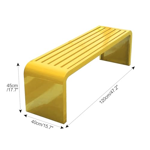 Banc de jardin en métal jaune résistant aux intempéries - 5