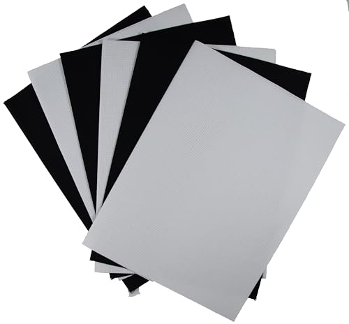 Image of KCS 4 /6 pc of 12 inch x 18 inch 30cmx45cm 16CT Counted Cotton Aida Cloth Cross Stitch Fabric (White+Black, 6 pc)