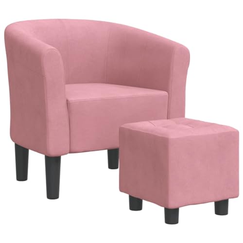 vidaXL Sillón con Taburete Terciopelo Rosa